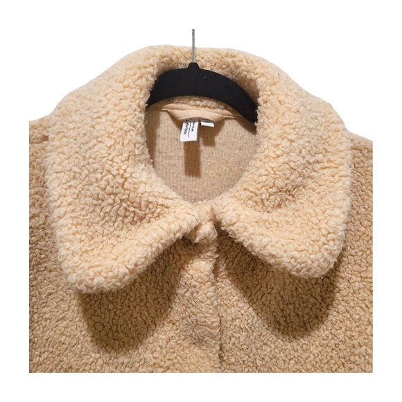 & OTHER STORIES Faux Shearling Teddy Jacket Sz 8 Beige Neutral Tan - Picture 5 of 8
